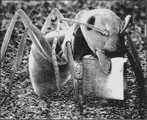 An ant carries a 1-mm microchip in its mandibles