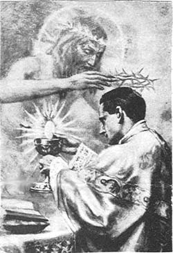 Priest consecrating the Host