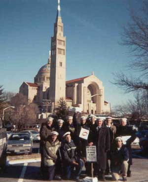 group of Pilgrims of Saint Michael in front of the National Shrine of the Immaculate Conception