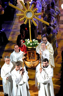 the Eucharist was placed in a monstrance