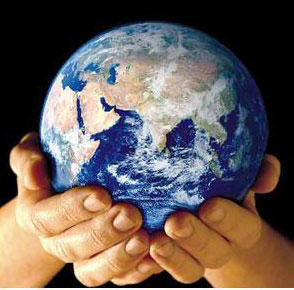 Earth held in hands