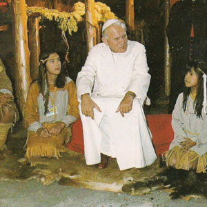 John Paul II Talking with native people in Midland