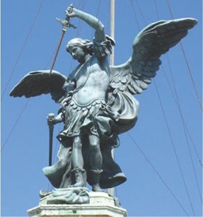 St. Michael sheathing his sword