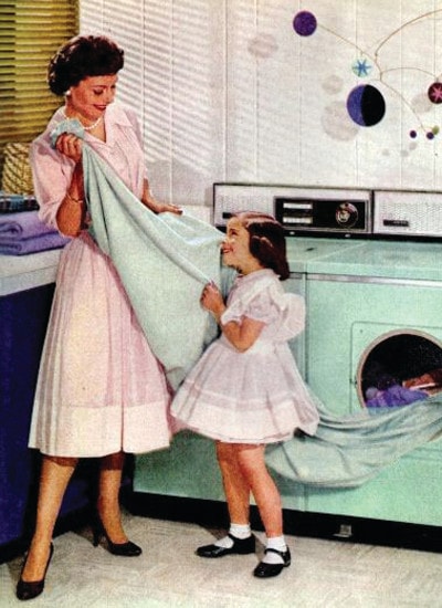 Housewife doing laundry