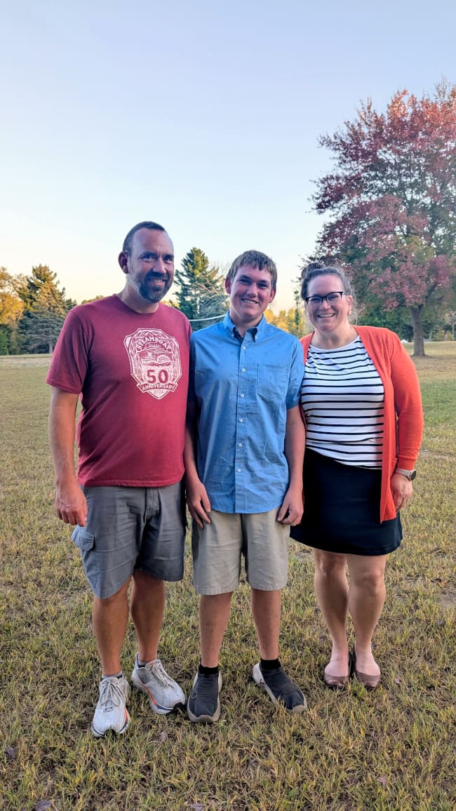James Fulton with his parents in February 2026