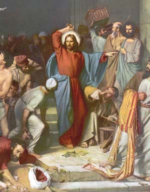 Our Lord drives the money changers out of the Temple